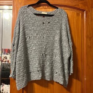 BLVD Trendy silver color sweater, holes are intentional